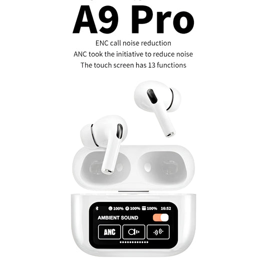 Newest A9 PRO TWS Wireless Earphones with Touch Screen Controls & ANC