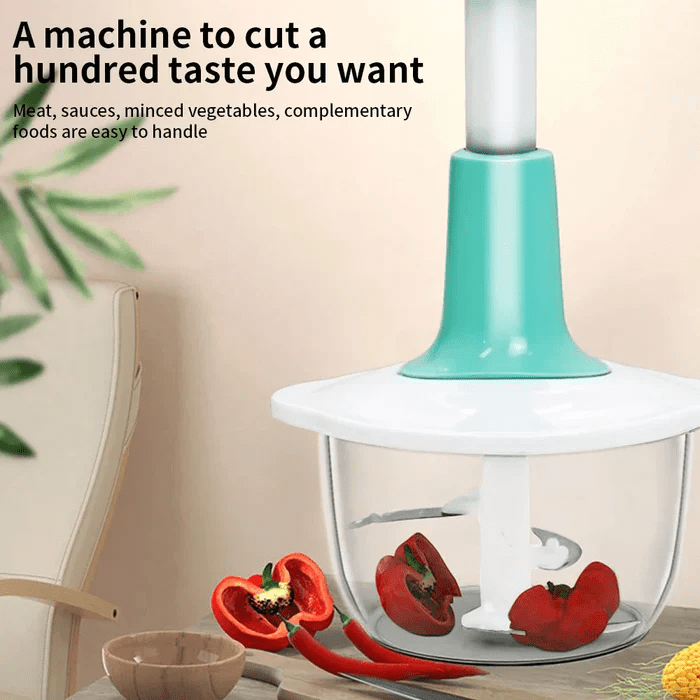 discount-pk 1.5L Manual Food Chopper with 3 Metallic Blades - Multifunction Hand Press for Garlic, Meat, Onion, Nuts, Fruits & Vegetables | Kitchen Accessories