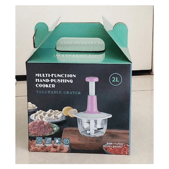 discount-pk 2 liter 1.5L Manual Food Chopper with 3 Metallic Blades - Multifunction Hand Press for Garlic, Meat, Onion, Nuts, Fruits & Vegetables | Kitchen Accessories