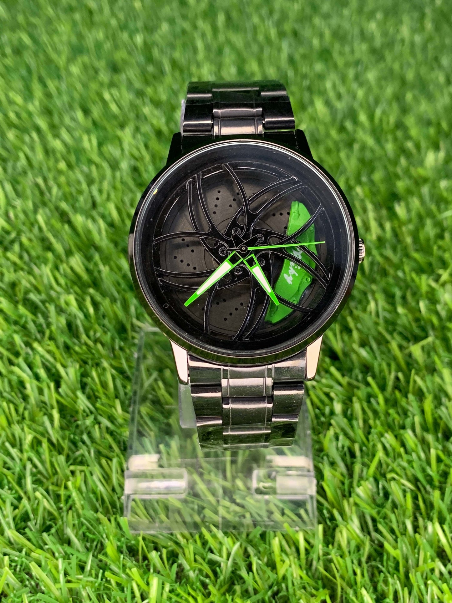 discount-pk Green Rim Watch High Quality - Quartz Spinning Waterproof Wrist Car Wheel Watch Rotate